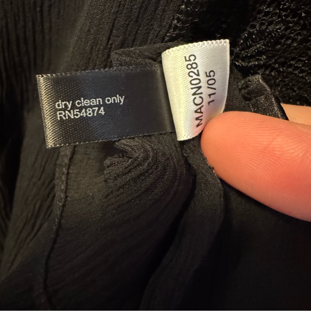 SOLD Black Sheer Silk Short Sleeve Blouse Lace Trim The Limited, Large, Camisole - Picture 14 of 16